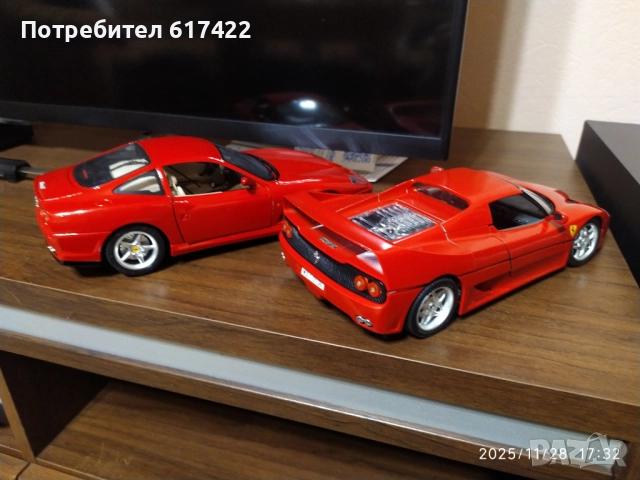 1:18 Два метални модела на Burago-Ferrari F50 и 550 Marinello, снимка 2 - Колекции - 52576968