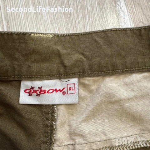 Винтидж мъжки къси панталони Oxbow в цвят каки, ​​размер XL, памучни с копчета, снимка 5 - Къси панталони - 53274631