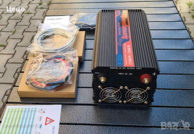 Инвертор чиста синусоида EDECOA 1500W/3000W, 12V/230V с дистанционно, снимка 3 - Къмпинг осветление - 46950330