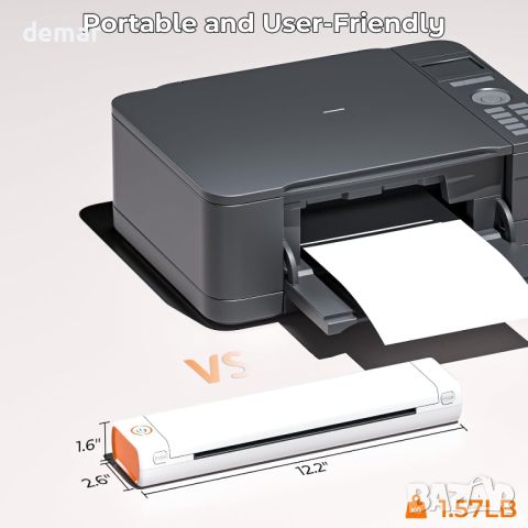 ItriAce M08F A4 термичен принтер, преносим Bluetooth, бял/оранжев, снимка 3 - Принтери, копири, скенери - 46406374