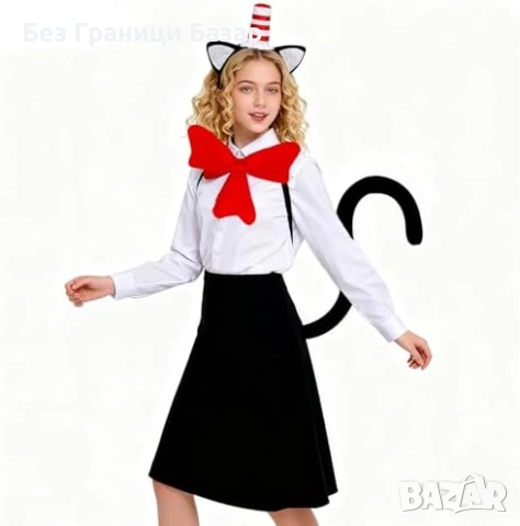 Нов Аксесоари костюм котка: лента уши, опашка, папийонка, парти косплей, снимка 5 - Други - 53646479