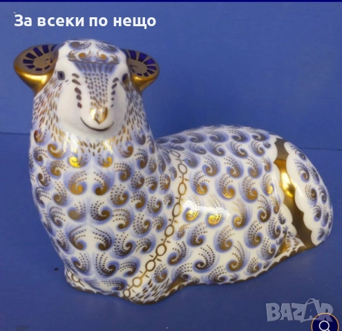 A Royal Crown Derby England  paperweight modelled as a ram/  Circa 1988 Код P1643, снимка 9 - Декорация за дома - 52932793