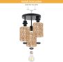 Таванна лампа от ратан FORCOSO 3 лампи, абажур в стил бохо, абажур от ратан, E27, снимка 6