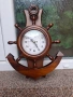 Дървен часовник със котва и рул, снимка 1
