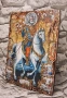 Икона Свети Мина на кон със светци 25/18 см - УНИКАТ, декупаж, снимка 2
