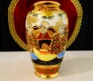 Порцеланова ваза Satsuma,злато,емайли,печат. , снимка 5