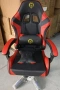 Удобен геймърски стол с поставка за крака и масажна лумбална възглавница, Черно-червен, снимка 1