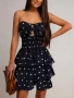 Дамска рокля на точки с твърда чашка , снимка 1