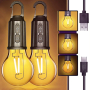 Акумулаторна Къмпинг LED лампа на кука с 3 режима на работа, крушка с топла светлина, снимка 1 - Външни лампи - 44996354