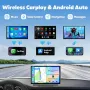 Westods Wireless Apple Carplay & Android Auto с 2.5K Dash Cam, 1080P резервна камера, преносим 7" HD, снимка 2