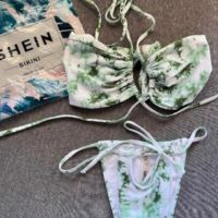 Нов бански Shein зелено и бяло, снимка 4 - Бански костюми - 45243693