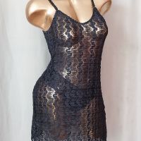М Черна плетена дантелена рокля, снимка 4 - Рокли - 45261482