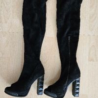 Чизми черни пролетни с ток, снимка 2 - Дамски обувки на ток - 45485090
