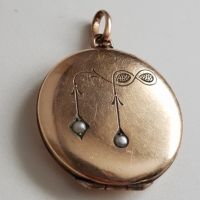 Позлатен медальон за снимки естествени перли Арт Ниво 1900., снимка 1 - Други ценни предмети - 45361430
