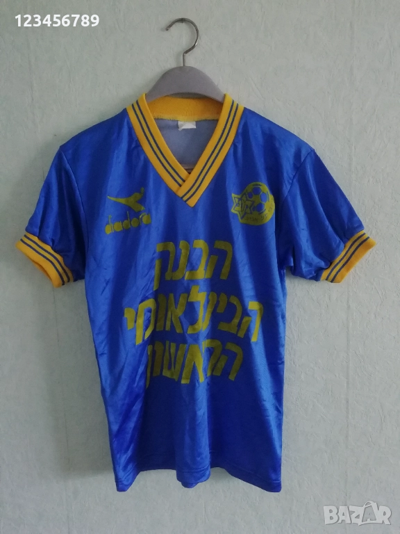 Maccabi Tel Aviv #8 Away 1988 1989 Match Worn Shirt Jersey Trikot Diadora Football Vintage Israel, снимка 1
