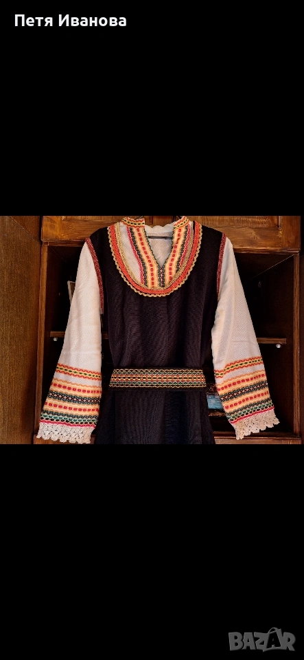 Черен тракийски сукман със риза и колан за пафти., снимка 1