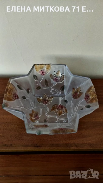 Една великолепна купа/фруктиера от кристално стъкло -във формата на кръст, снимка 1