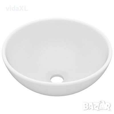 vidaXL Мивка за баня лукс кръгла матово бяла 32,5x14 см керамика(SKU:146965, снимка 1