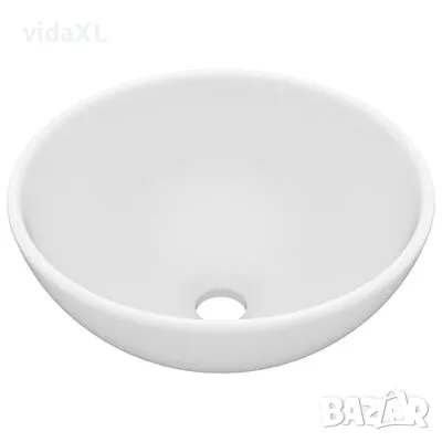 vidaXL Мивка за баня лукс кръгла матово бяла 32,5x14 см керамика（SKU:146965）, снимка 1