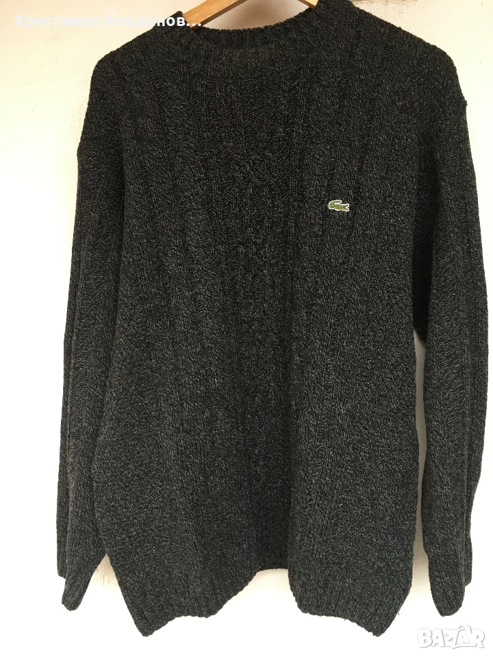 Вълнен пуловер Lacoste тъмносиво , Л, снимка 1