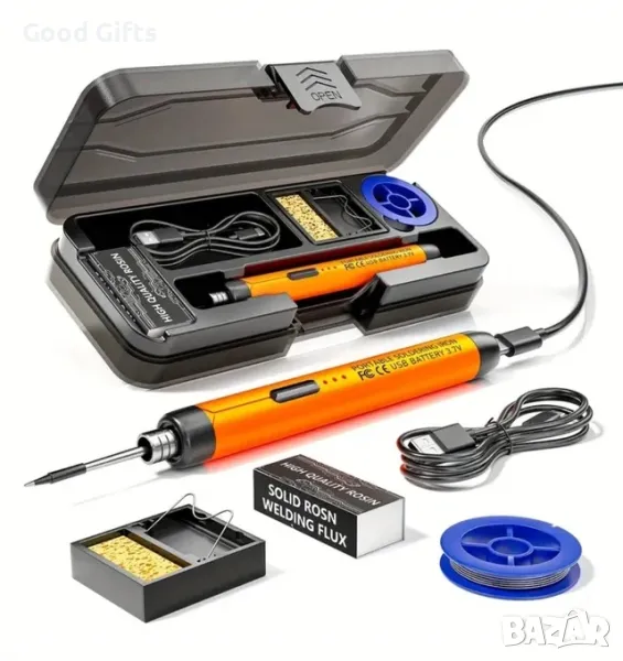 Пълен комплект Безжичен поялник YQLAFT – с USB зареждане, 3 температурни режима и стойка, снимка 1