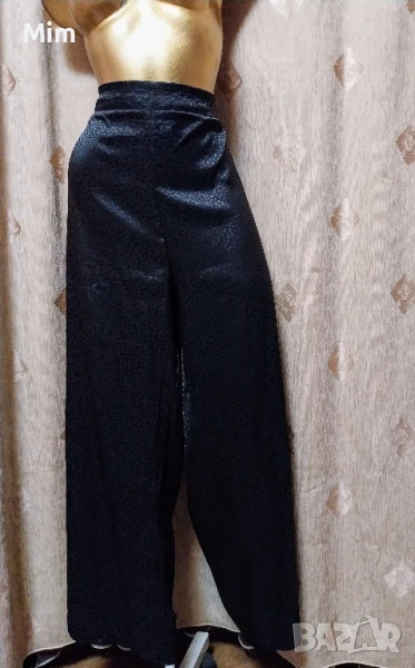 3XL Черен сатенен панталон за едра дама , снимка 1