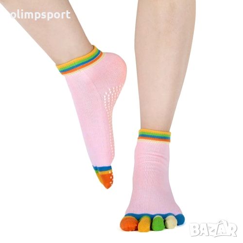 Меки къси чорапи с пръсти, без пета. Подходящи за йога, тренировки по пилатес и гимнастика. , снимка 1