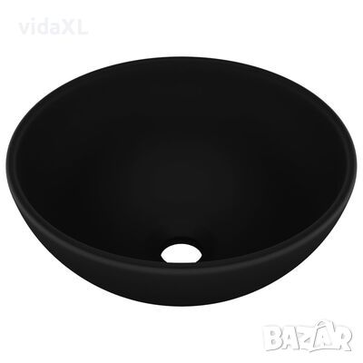 vidaXL Мивка за баня лукс кръгла матово черна 32,5x14 см керамика(SKU:146975, снимка 1