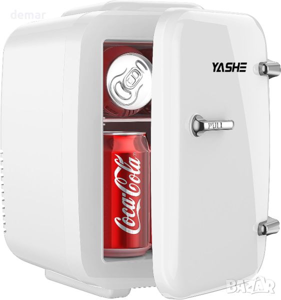 Мини хладилник YASHE, 4 литра/6 кутии, малък хладилник, AC/DC, бял, снимка 1