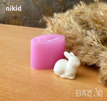 3D Свито зайче заек силиконов молд форма фондан гипс декор, снимка 1