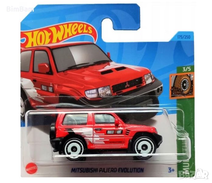  Колекционерска количка Hot Wheels Mitsubishi Pajero Evolution - червена, снимка 1