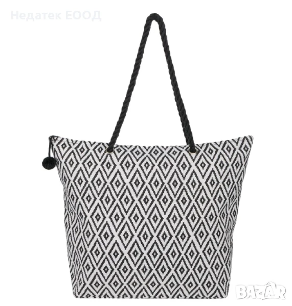Плажна чанта, Черно - Бяло,  42x15x43см., снимка 1