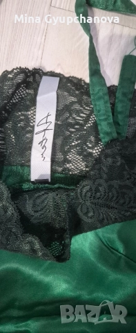зелена рокля after от сатен , снимка 2 - Рокли - 52797378