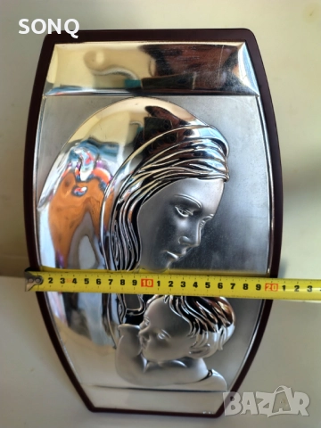 Страхотна Сребрена Икона Дева Мария С Младенеца, снимка 9 - Икони - 52120974