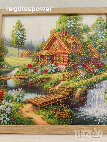 Диамантен гоблен 25 х 25 см готов изработен в дървена рамка , снимка 5 - Гоблени - 53668853