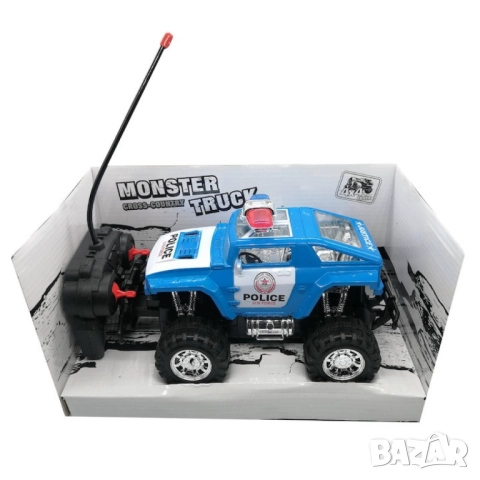 Полицейски джип с радиоуправление – 4x4 Monster Truck, снимка 2 - Други - 52032656