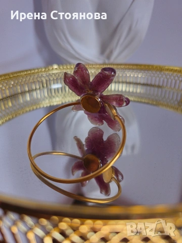 Гривна с естествен цвят на орхидея Miltonia. , снимка 5 - Гривни - 53737993