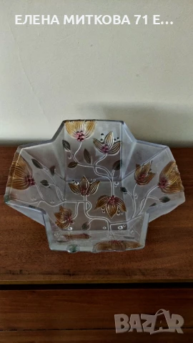 Една великолепна купа/фруктиера от кристално стъкло -във формата на кръст, снимка 1