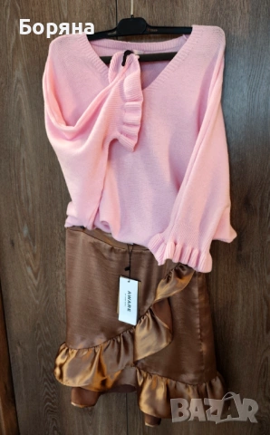 Moondust розов пролетен пуловер с къдричка, снимка 7 - Блузи с дълъг ръкав и пуловери - 54080160