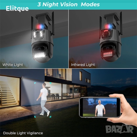 6 Mpx. Двойна вътрешна/външна WIFI камера за наблюдение