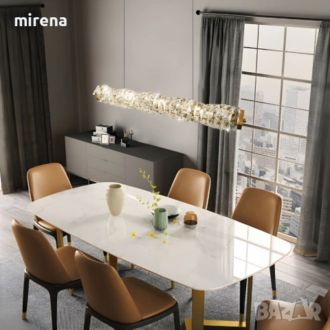 Модерна златна таванна лампа с кристално LED ЛЕД осветление за кухня, снимка 4 - Лампи за таван - 53180754