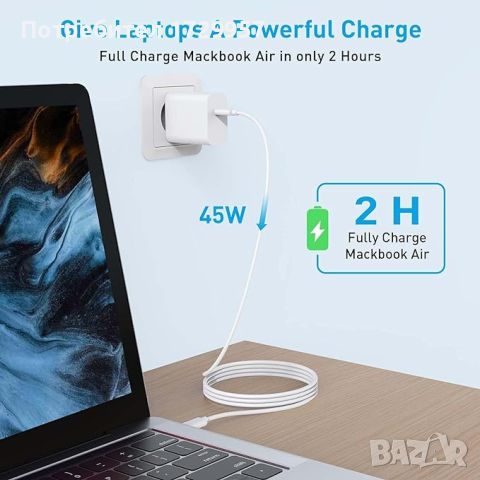 Мощно зарядно за MacBook Air, 45 W PD3.0 PPS USB-C захранване, снимка 2 - Захранвания и кутии - 45652927
