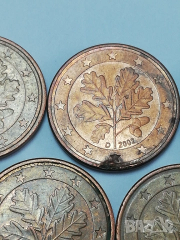 лот 5 евро-цента Германия-2002 г.с букви A;D;G;J, снимка 3 - Нумизматика и бонистика - 53936034