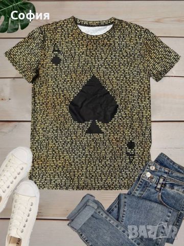 Мъжка тениска с къс ръкав,геометричен 3D принт с дизайн на Асо Пика, снимка 8 - Тениски - 46105185