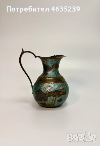 Ваза, кана от месинг, ръчно декорирана , снимка 2 - Антикварни и старинни предмети - 52935587