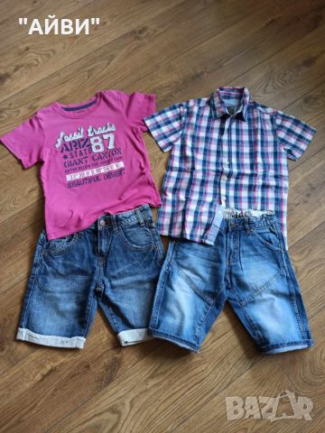 ZARA и DETROIT детски къси дънки, тениска и ризка, снимка 1 - Детски къси панталони - 45436398
