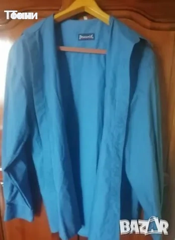 Нова Мъжка Синя Риза с Дълъг Ръкав М, снимка 5 - Ризи - 53728778