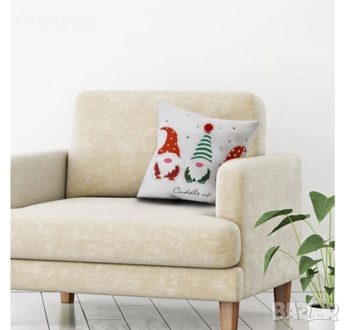 Коледна възглавница с джуджета, бял, снимка 2 - Възглавници - 52373627