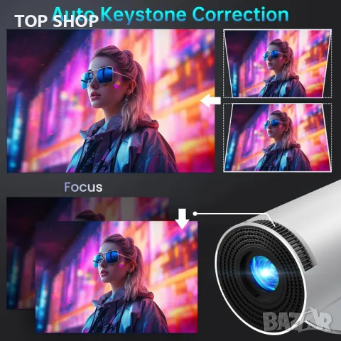НОВ тестван Мини 4K проектор за телефон, TV Stiс WiFi и Bluetooth, преносимо домашно кино, снимка 7 - Плейъри, домашно кино, прожектори - 49700257