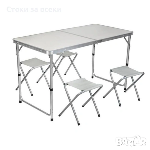 Комплект сгъваема алуминиева маса с 4 стола – идеален за къмпинг, двор и почивка, снимка 8 - Градински мебели, декорация  - 53258513
